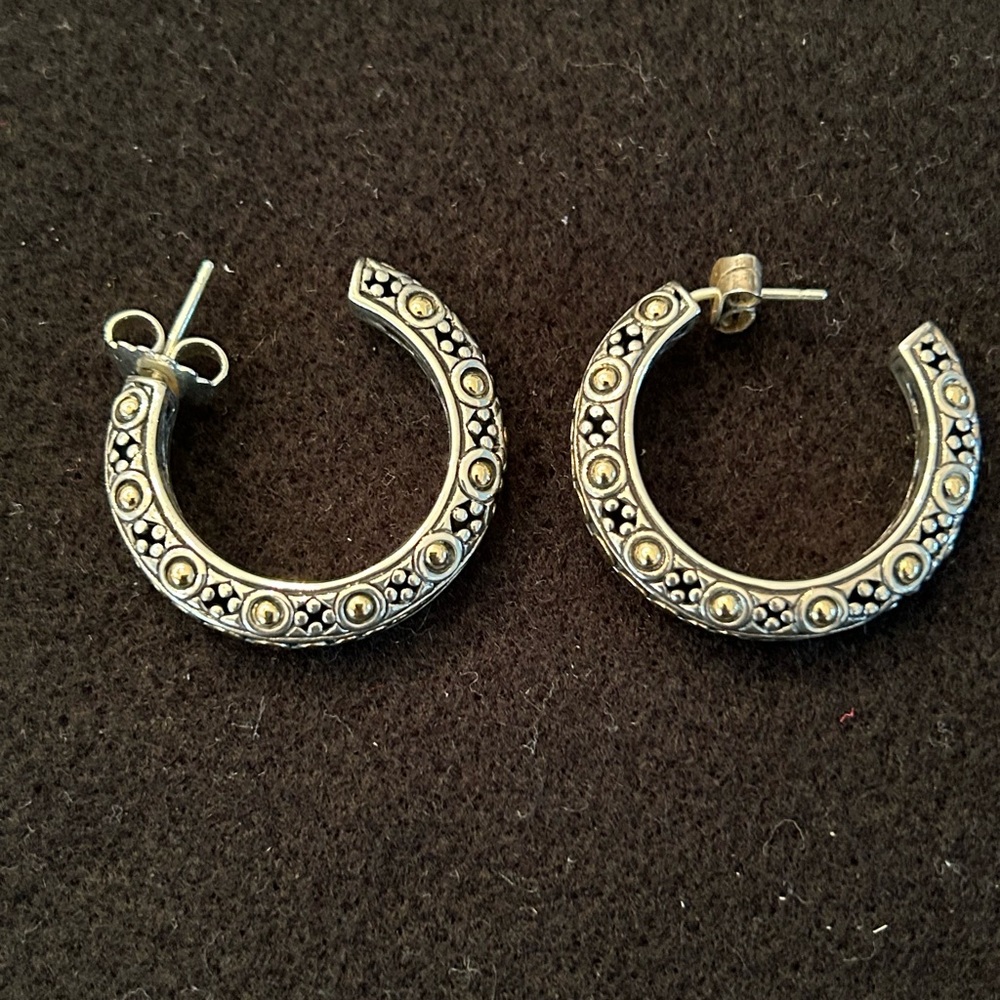John Hardy Sterling Silver and Gold Earrings